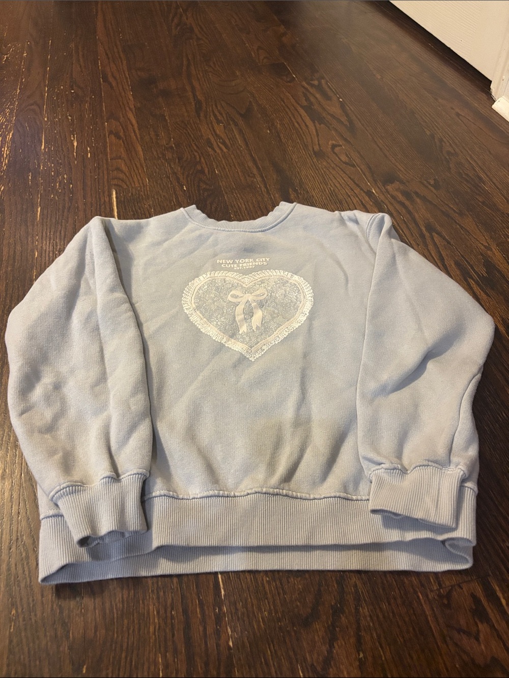 Zara Light Grey Crewneck with Lace Heart Graphic
